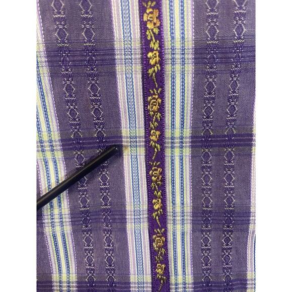 Robert Graham Shirt Mens Large Purple Plaid Floral Stripe Button Up - Picture 16 of 16